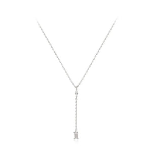 925 Silver Tassel Necklace Zircon Pendant Chain Birthday Gift
