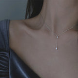 925 Silver Tassel Necklace Zircon Pendant Chain Birthday Gift
