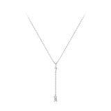 925 Silver Tassel Necklace Zircon Pendant Chain Birthday Gift
