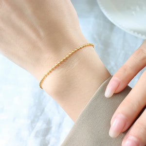 Personality Round Bead Chain Bracelet for Women Titanium Steel 18K Gold-plated