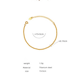 Personality Round Bead Chain Bracelet for Women Titanium Steel 18K Gold-plated