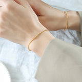 Personality Round Bead Chain Bracelet for Women Titanium Steel 18K Gold-plated