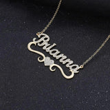 Custom Rhinestone Name Necklace Stainless Steel Zircon Letter Jewelry