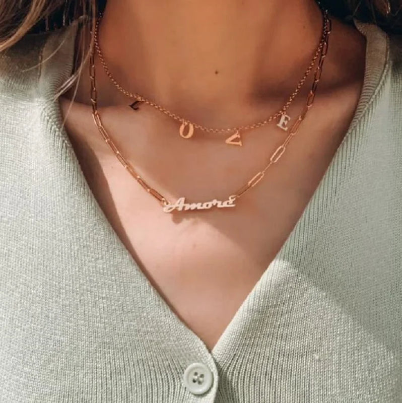 Personalized Name Necklaces Stainless Steel Charm Jewelry