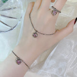 Pink Love 3-Piece Necklace Ring Bracelet Set for Women