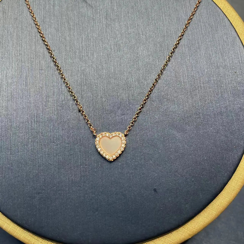 Sweet Pink Heart Pendant Necklace Women Jewelry Gift Zk30