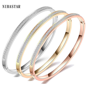 Stainless Steel Crystal Bangle Bracelet