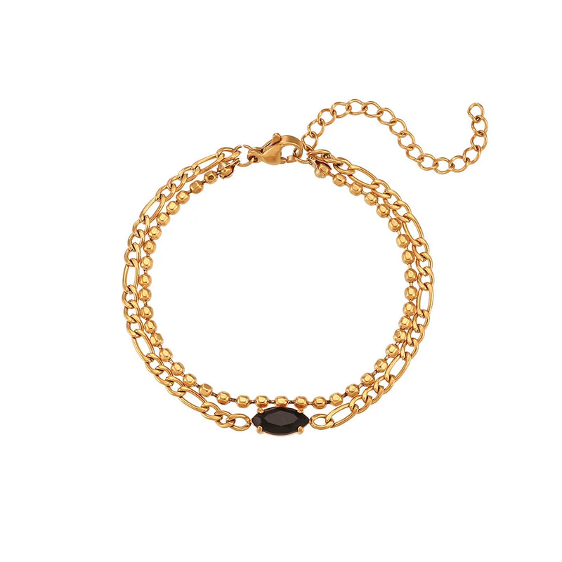 Zircon Stainless Steel Bracelet Double Bead Chain High Jewelry