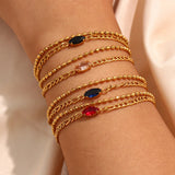 Zircon Stainless Steel Bracelet Double Bead Chain High Jewelry