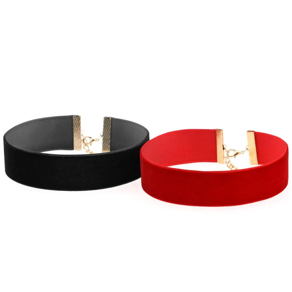 Punk Red Velvet Choker Necklace Gothic Round Rope Vintage Neck Jewelry