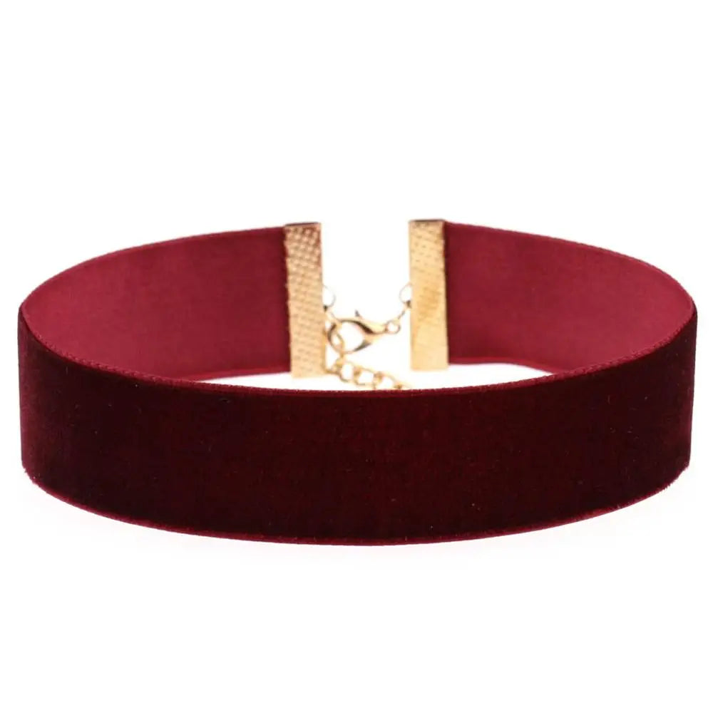 Punk Red Velvet Choker Necklace Gothic Round Rope Vintage Neck Jewelry