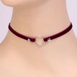 Vintage Red Velvet Choker Gothic Rope Heart Necklace