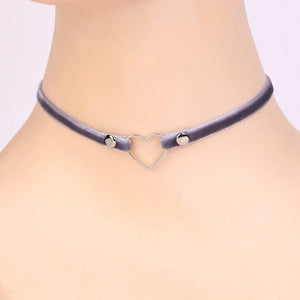 Vintage Red Velvet Choker Gothic Rope Heart Necklace