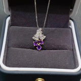 Purple Amethyst Gemstone Pendant for Girl Fine Necklace Good Cut