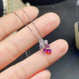 Purple Amethyst Gemstone Pendant for Girl Fine Necklace Good Cut