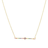 Rainbow Bar CZ Necklace 925 Sterling Silver Colourful Circle CZ Jewelry