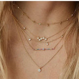 Rainbow Bar CZ Necklace 925 Sterling Silver Colourful Circle CZ Jewelry