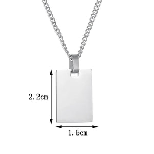 Stainless Steel Name Necklace Men Square Pendant Engraved Date DIY Gift