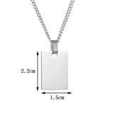 Stainless Steel Name Necklace Men Square Pendant Engraved Date DIY Gift