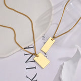 Stainless Steel Name Necklace Men Square Pendant Engraved Date DIY Gift