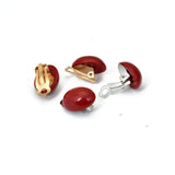 Red Oval Clip Earrings Geometric Jewelry for Women