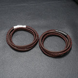 Retro Braided Stainless Steel Magnetic Buckle PU Leather Bracelet