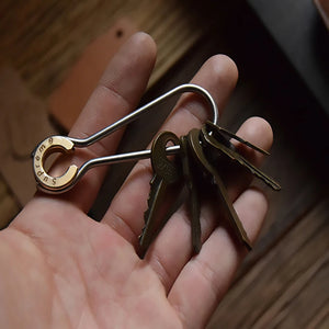 Brass Horseshoe Keychain 304 Stainless Steel Pure Copper Key Ring