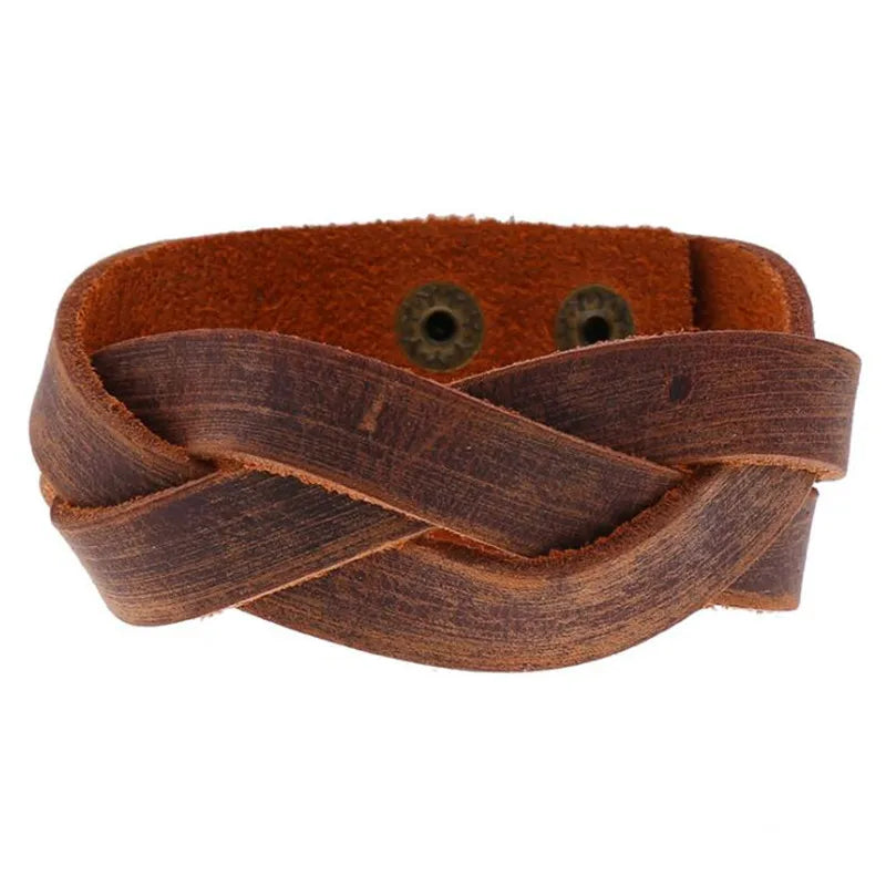 Retro Twist Leather Bracelets Punk Multicolor Wrap Cuff Bangle