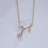 Rose Flower Pendant Necklace 14K Real Electroplating Clavicle Necklace