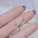 Rose Flower Pendant Necklace 14K Real Electroplating Clavicle Necklace
