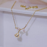 Rose Flower Pendant Necklace 14K Real Electroplating Clavicle Necklace