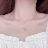 Rose Flower Pendant Necklace 14K Real Electroplating Clavicle Necklace