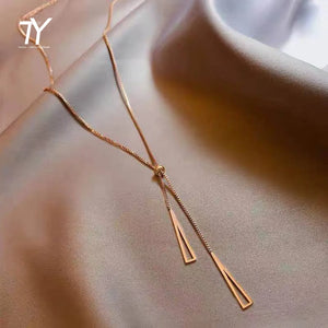 Rose Colour Titanium Steel Necklace For Women