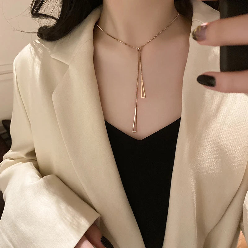 Rose Colour Titanium Steel Necklace For Women
