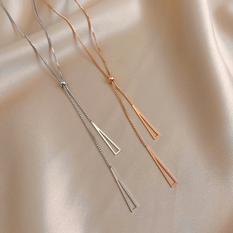 Rose Colour Titanium Steel Necklace For Women