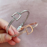 Rose Silver Bangles Crystal Cuff Bracelet For Women
