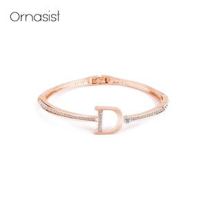 Rose Silver Bangles Crystal Cuff Bracelet For Women