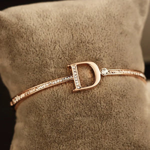 Rose Silver Bangles Crystal Cuff Bracelet For Women