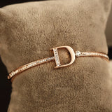 Rose Silver Bangles Crystal Cuff Bracelet For Women