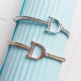 Rose Silver Bangles Crystal Cuff Bracelet For Women