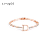 Rose Silver Bangles Crystal Cuff Bracelet For Women