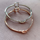 Rose Silver Bangles Crystal Cuff Bracelet For Women