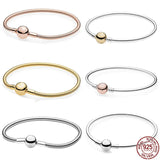 Sterling Silver Rose Round Snake Bone Chain Bracelet
