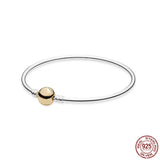 Sterling Silver Rose Round Snake Bone Chain Bracelet