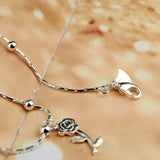 925 Silver Roses Pendant Anklets Women Foot Jewelry Gift