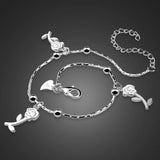 925 Silver Roses Pendant Anklets Women Foot Jewelry Gift