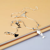 925 Silver Roses Pendant Anklets Women Foot Jewelry Gift