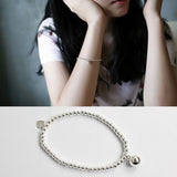 925 Sterling Silver Round Bead Ankle Bracelet for Women