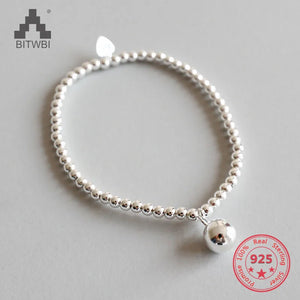 925 Sterling Silver Round Bead Ankle Bracelet for Women