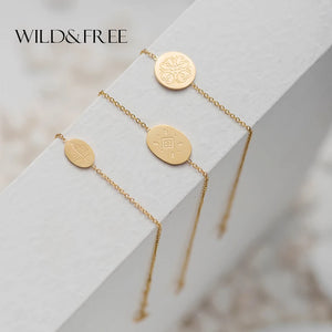 Geometric Charm Bracelets for Women Plated with Leaf Sun Flower Pattern